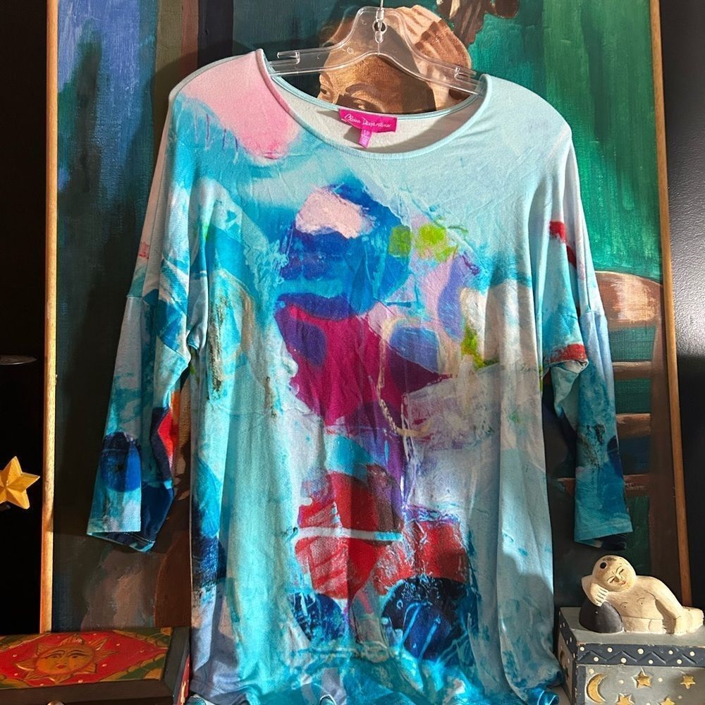Claire Desjardins Colorful Abstract Women's Blouse Size S - Picture 10 of 15